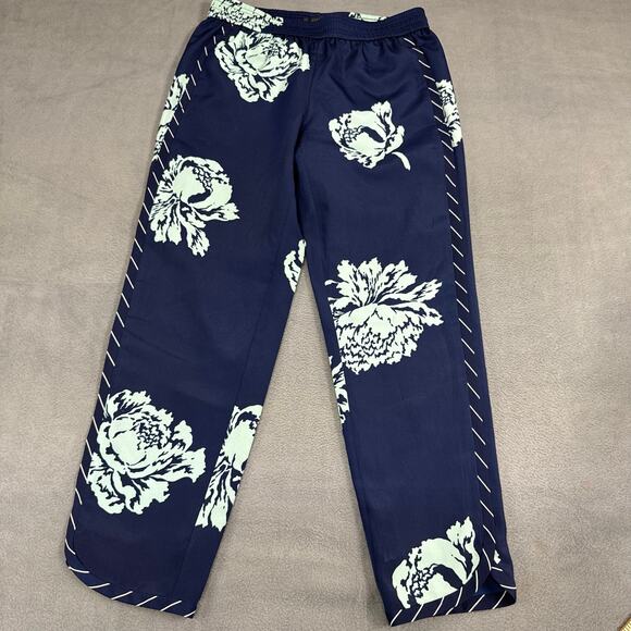 J. Crew Womens  Reese Pants Pull On Elastic Waist Lined Navy Floral Peony Size 2 - Picture 4 of 9